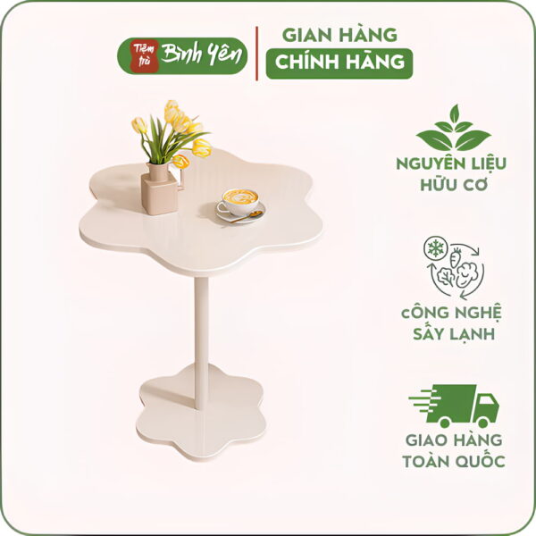 Bàn trà trắng hình cánh hoa
