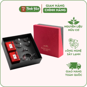 hộp quà bộ ấm trà thủy tinh tứ ẩm