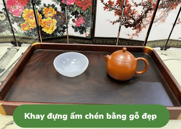 Khay đựng ấm chén bằng gỗ đẹp hài hòa